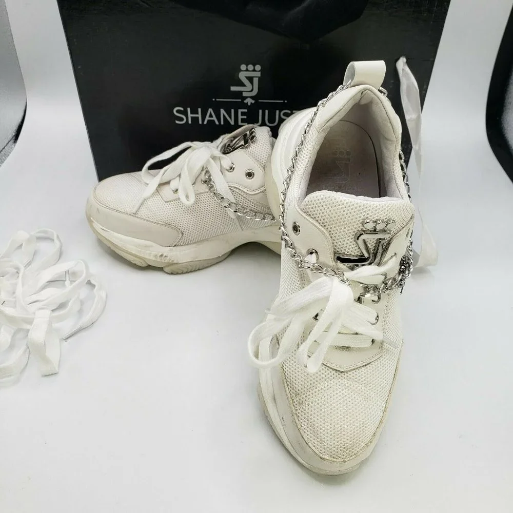 Shane Justin Sneaker Blanco Trainer Size 38/US 6-6.5 womens w Box - Picture 3 of 11